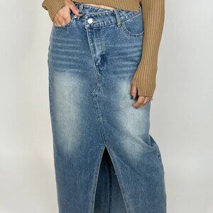 Aritzia Talulah 90s Crossover Denim Maxi Skirt Women Sz L Retro Look Y2K